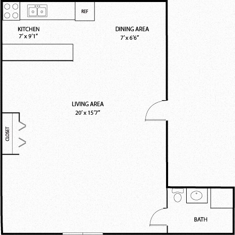 Studio Floor Plan at Hamline Terrace, Roseville, MN